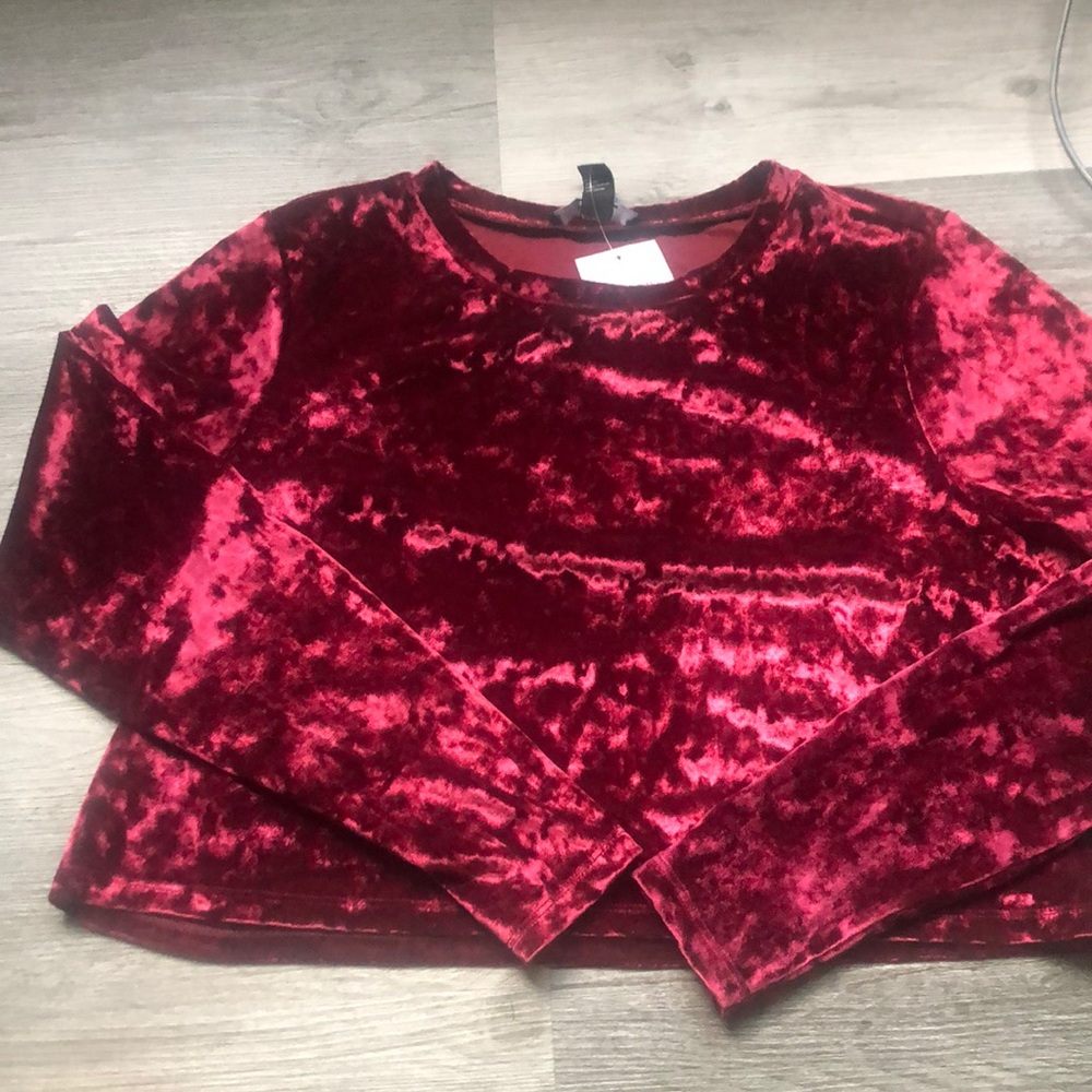 Velvet long sleeve crop top